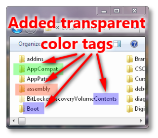 Transparent colors tags on screenshot